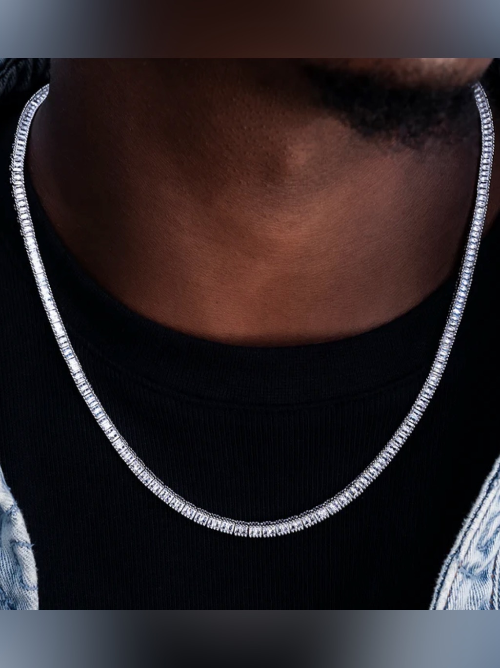 Gldwhite Gold, Diamond, Baguette, Tennis Chain — image 2 of 2